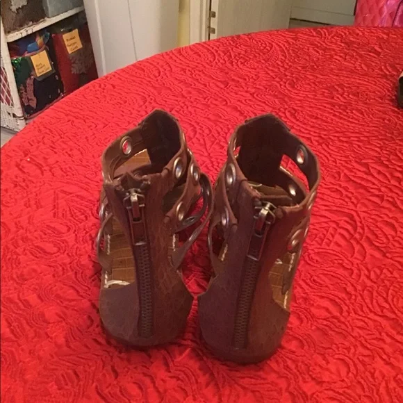 Sam Edelman brown strappy sandals zipper back 7.5 - Picture 6 of 9
